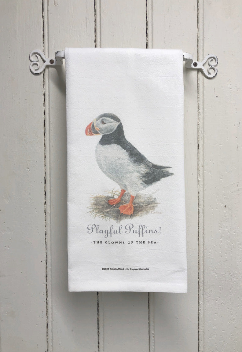 Playful Puffins TEA TOWEL