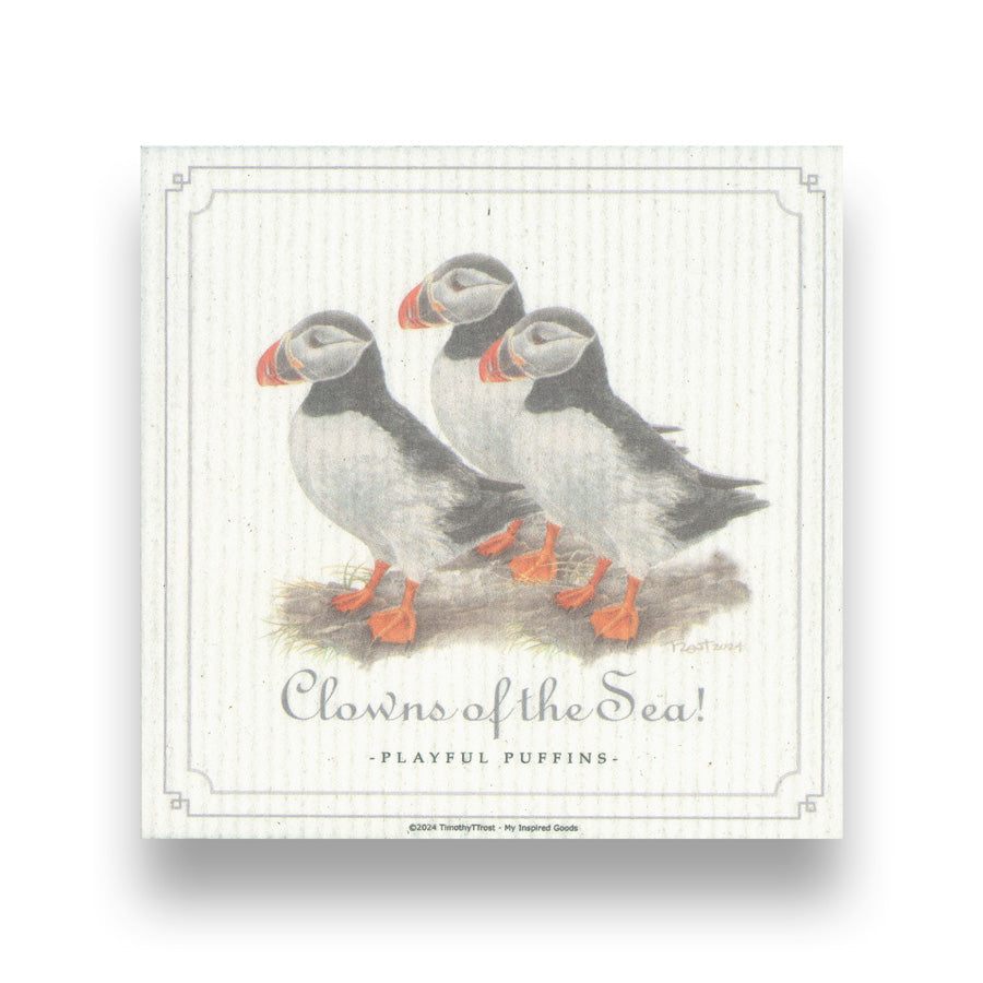 Playful Puffins SWEDISH DISHCLOTH